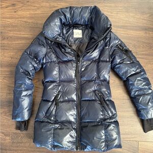 Sam Girls Mid-Length Navy Puffer Jacket, Detachable Hood, Size 10 Read Below